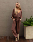 New Love Relaxed Drawstring Jumpsuit - Mocha - Next Generation Boutique