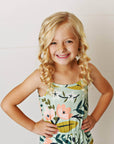 Kids Sage Pink Floral Spring Summer Jumpsuit With Pockets - Next Generation Boutique