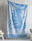 Hello Summer Turkish Cotton Beach Towels 35x70 in Pool Fouta