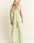 Mineral Washed Flower patched Bow spring jumpsuits - Next Generation Boutique