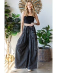 WASHED 3D POCKET SLOUCHY WIDE LEG PANTS - Next Generation Boutique