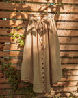Beachy Boho Bamboo Cotton Button Skirt, Bohemian Maxi Skirt