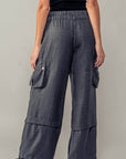 Wide Leg Utility Drawstring Fastener Cargo Pants - Next Generation Boutique