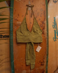 Organic Cotton Bamboo Bralette, Beachy Tie Back Cozy Bra Top