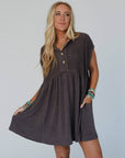 Sweet Nothings Baby Doll Dress - Charcoal - Next Generation Boutique