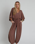 New Love Relaxed Drawstring Jumpsuit - Mocha - Next Generation Boutique