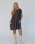 Sweet Nothings Baby Doll Dress - Charcoal - Next Generation Boutique