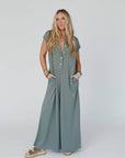 Davina Wide Leg Jumpsuit - Light Olive - Next Generation Boutique