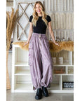WASHED 3D POCKET SLOUCHY WIDE LEG PANTS - Next Generation Boutique