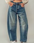 Distressed Essence Barrel Jeans - Next Generation Boutique