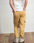 Kids Mustard Khaki Denim Cargo Jean Pants With Pockets - Next Generation Boutique