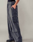 Wide Leg Utility Drawstring Fastener Cargo Pants - Next Generation Boutique