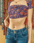 Hippie Boho Silk Bandeau Wrap Top, Multi Way Headband WRAP - Next Generation Boutique