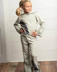 Girls Gray Sage Rainbow Hooded Sweatsuit Lounge Set - Next Generation Boutique