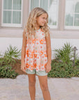 Kids Sage & Rust Retro Flower Spring Summer Short Set - Next Generation Boutique