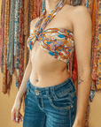 Hippie Boho Silk Bandeau Wrap Top, Multi Way Headband WRAP - Next Generation Boutique