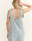 Mineral Washed Flower patched Bow spring jumpsuits - Next Generation Boutique