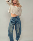Distressed Essence Barrel Jeans - Next Generation Boutique