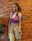 Organic Cotton Bamboo Bralette, Beachy Tie Back Cozy Bra Top