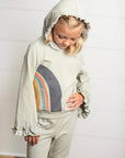 Girls Gray Sage Rainbow Hooded Sweatsuit Lounge Set - Next Generation Boutique