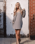 Meadow Long Sleeve Tunic Dress - Mushroom - Next Generation Boutique