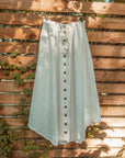 Beachy Boho Bamboo Cotton Button Skirt, Bohemian Maxi Skirt