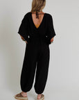 New Love Relaxed Drawstring Jumpsuit - Black - Next Generation Boutique