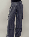 Wide Leg Utility Drawstring Fastener Cargo Pants - Next Generation Boutique