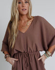 New Love Relaxed Drawstring Jumpsuit - Mocha - Next Generation Boutique