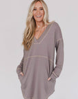 Meadow Long Sleeve Tunic Dress - Mushroom - Next Generation Boutique
