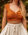 Forest Fiber Tencel Boho Yoga Crop Top, Cinch Crop Bra Top
