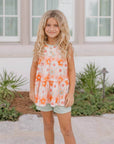 Kids Sage & Rust Retro Flower Spring Summer Short Set - Next Generation Boutique