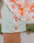 Kids Sage & Rust Retro Flower Spring Summer Short Set - Next Generation Boutique