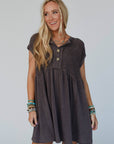 Sweet Nothings Baby Doll Dress - Charcoal - Next Generation Boutique
