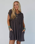 Sweet Nothings Baby Doll Dress - Charcoal - Next Generation Boutique