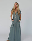 Davina Wide Leg Jumpsuit - Light Olive - Next Generation Boutique