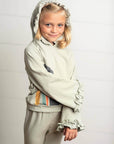 Girls Gray Sage Rainbow Hooded Sweatsuit Lounge Set - Next Generation Boutique