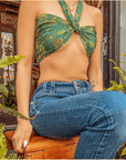Hippie Boho Silk Bandeau Wrap Top, Multi Way Headband WRAP - Next Generation Boutique