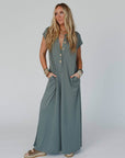 Davina Wide Leg Jumpsuit - Light Olive - Next Generation Boutique