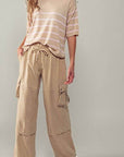 Wide Leg Utility Drawstring Fastener Cargo Pants - Next Generation Boutique