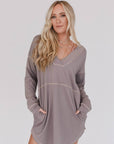 Meadow Long Sleeve Tunic Dress - Mushroom - Next Generation Boutique