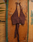 Organic Cotton Bamboo Bralette, Beachy Tie Back Cozy Bra Top