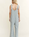Mineral Washed Flower patched Bow spring jumpsuits - Next Generation Boutique