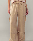 Wide Leg Utility Drawstring Fastener Cargo Pants - Next Generation Boutique