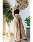 WASHED 3D POCKET SLOUCHY WIDE LEG PANTS - Next Generation Boutique