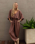 New Love Relaxed Drawstring Jumpsuit - Mocha - Next Generation Boutique