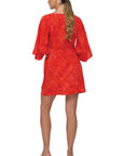 Khush The Palma Kimono Mini Dress - Solid Red Coral