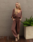 New Love Relaxed Drawstring Jumpsuit - Mocha