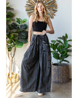 WASHED 3D POCKET SLOUCHY WIDE LEG PANTS