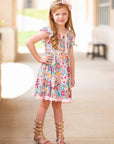 Girls Light Pink Christie Flower Button-Front Dress